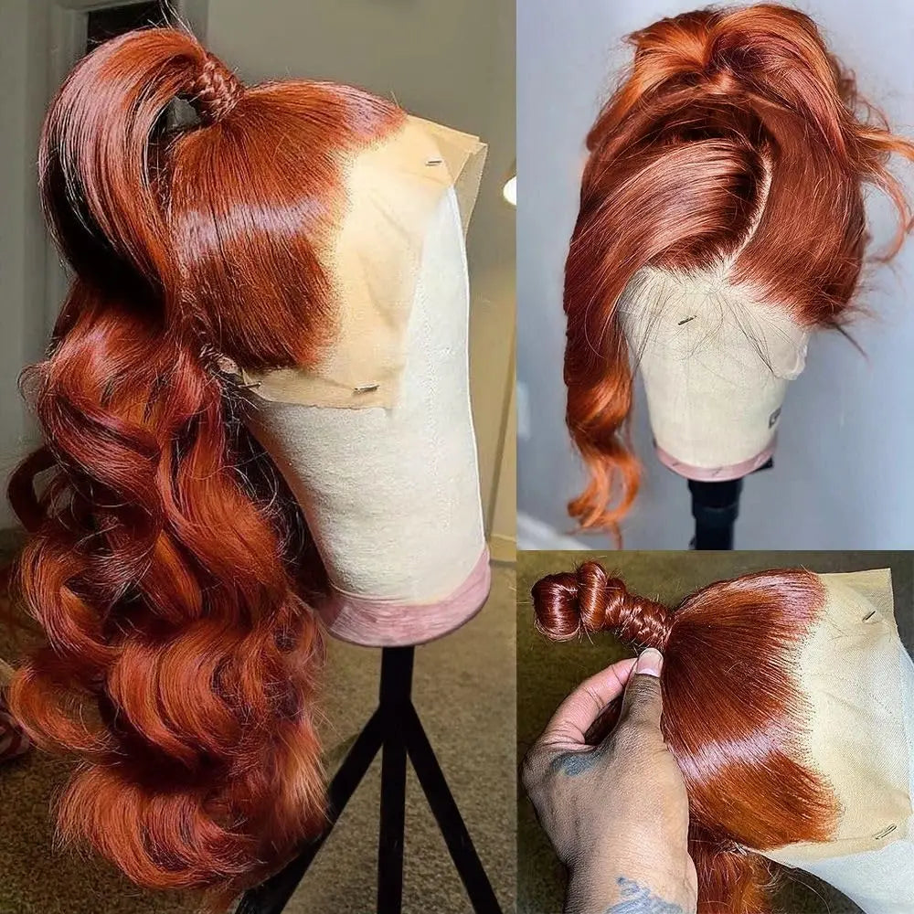 Reddish Brown Body Wave Lace Front Human Hair wig