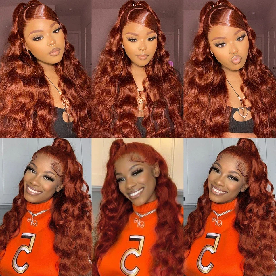 Reddish Brown Body Wave Lace Front Human Hair wig